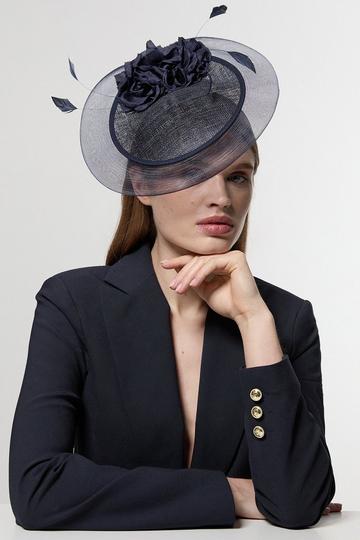 Flower Detailed Fascinator navy