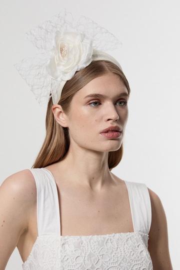 Face Vail Netting Fascinator ivory