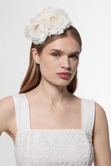 Detailed Headband Fascinator ivory
