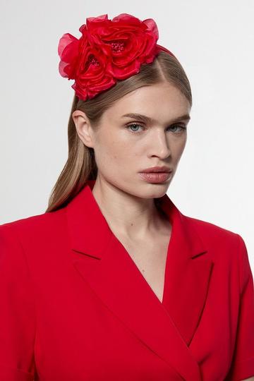 Detailed Headband Fascinator red