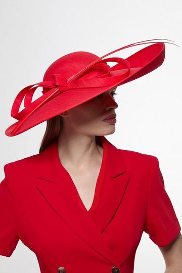 Quill Bow Detailed Disk Fascinator red