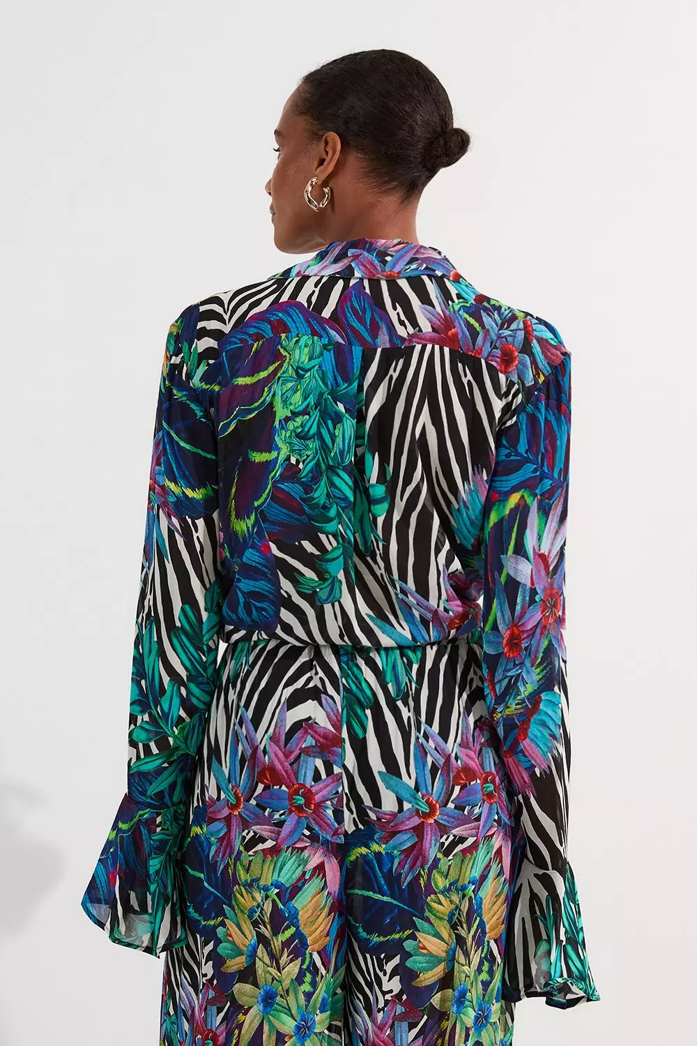 Floral Animal Viscose Georgette Beach Wrap Top | Karen Millen
