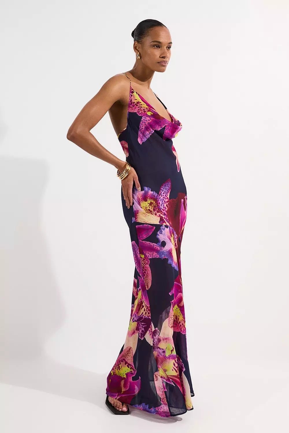 Navy Beach Viscose Georgette Photographic Floral Beach Slip Dress alternative image