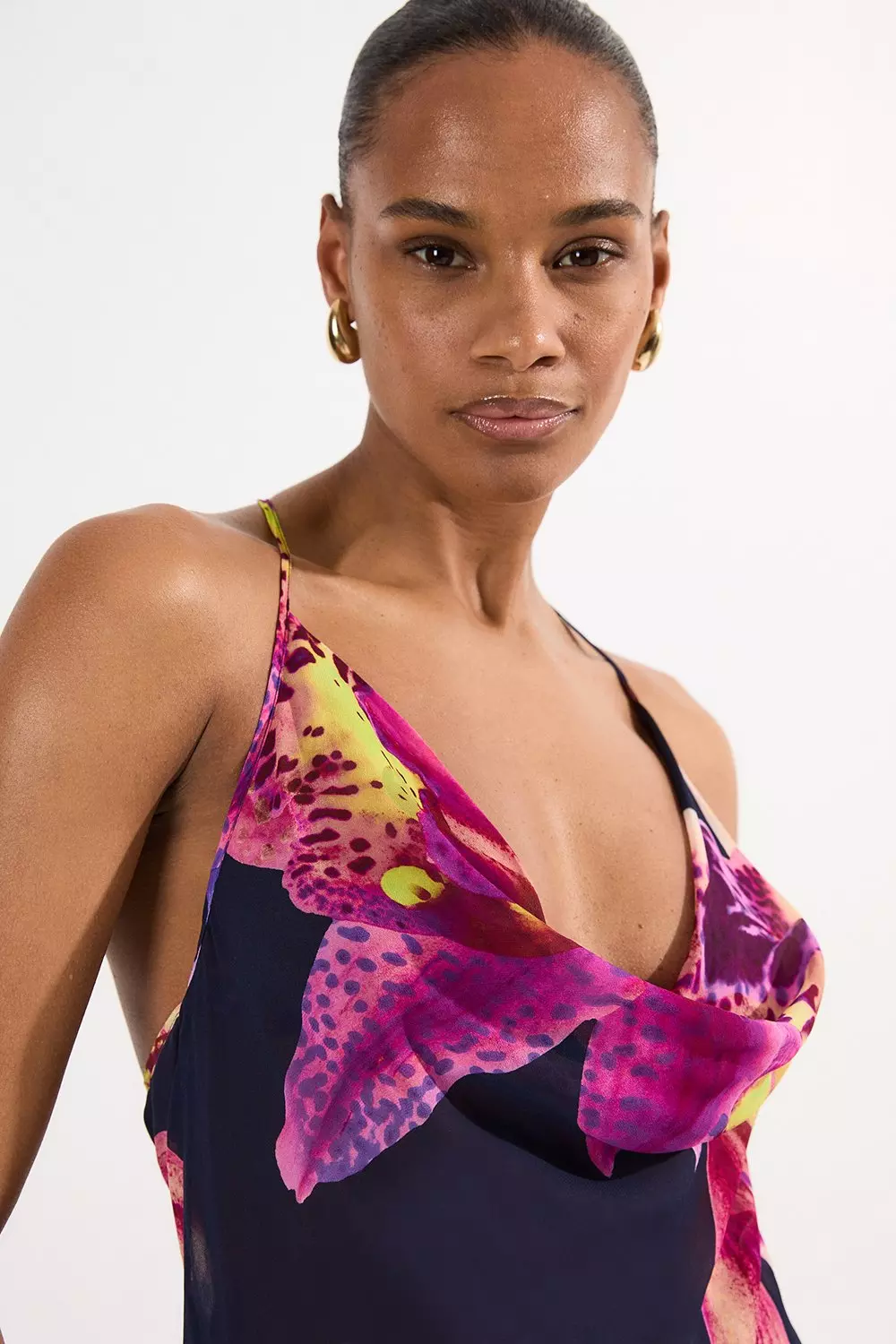 Navy Beach Viscose Georgette Photographic Floral Beach Slip Dress alternative image