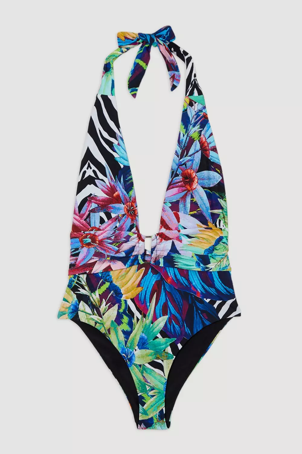 【KAREN MILLEN】トロピカルフローラルプランジ水着 KAREN MILLEN Mirror Floral Print Plunge Swimsuit | endource