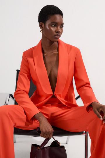 Polished Tailored Single Breasted Blazer coral