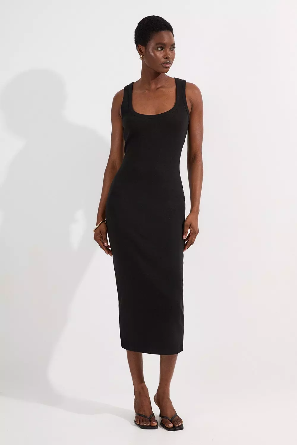KAREN MILLEN マキシ ドレス ロング Vネック ニット ブラック Viscose Satin Woven Long Sleeve Maxi Dress | Karen Millen