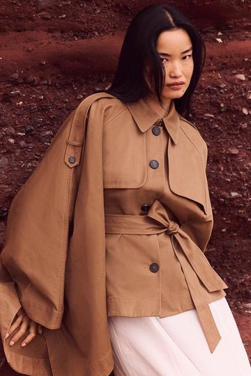 Cape Detail Trench Coat camel