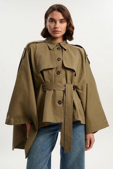Cape Detail Trench Coat sage