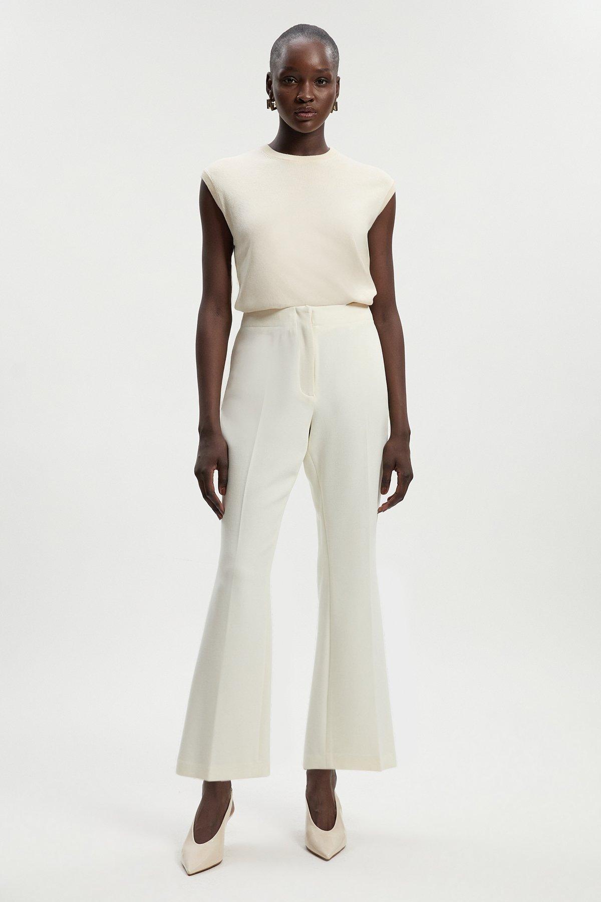 【MODERNIF】Poel Wide Cream Pants Cream Pants | Karen Millen US