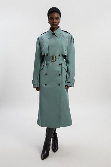 Relaxed Polished Trench Coat turquoise