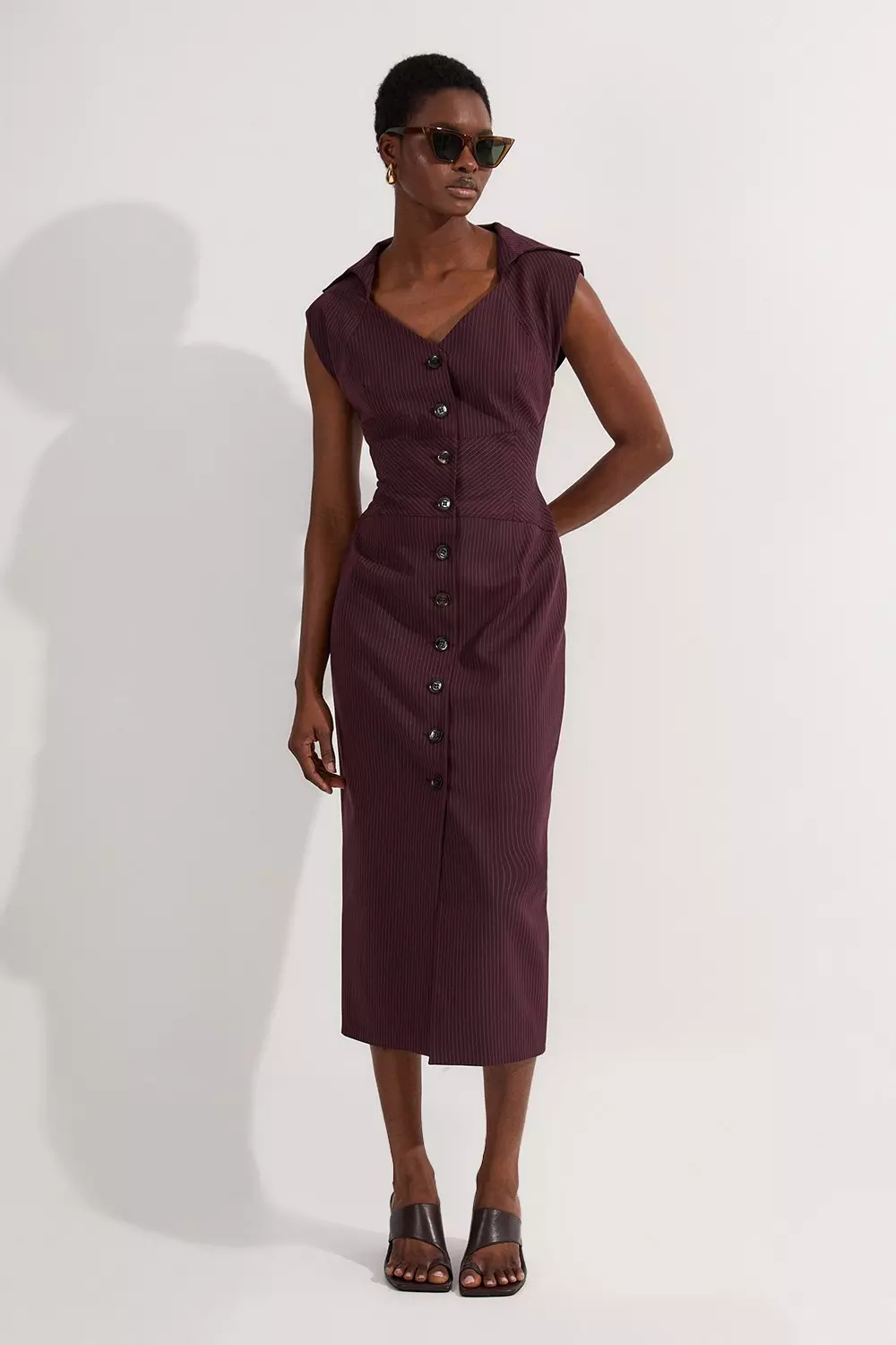 pinstripe tailored bustier dress