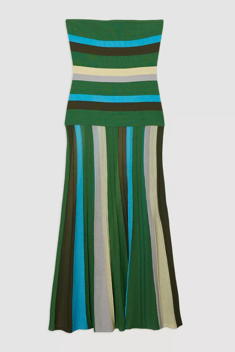 Striped Off The Shoulder Knit Maxi Dress | Karen Millen