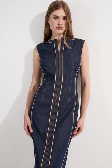 Archive Collection - Tailored Denim Pocketed Maxi Dress indigo