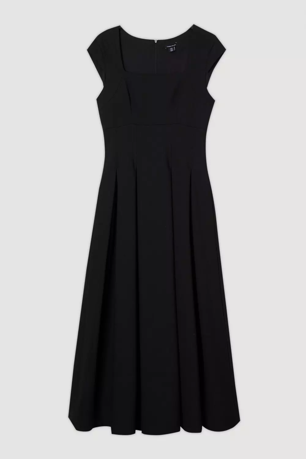 Plus Size Clean Tailored Square Neck Full Skirted Midi Dress