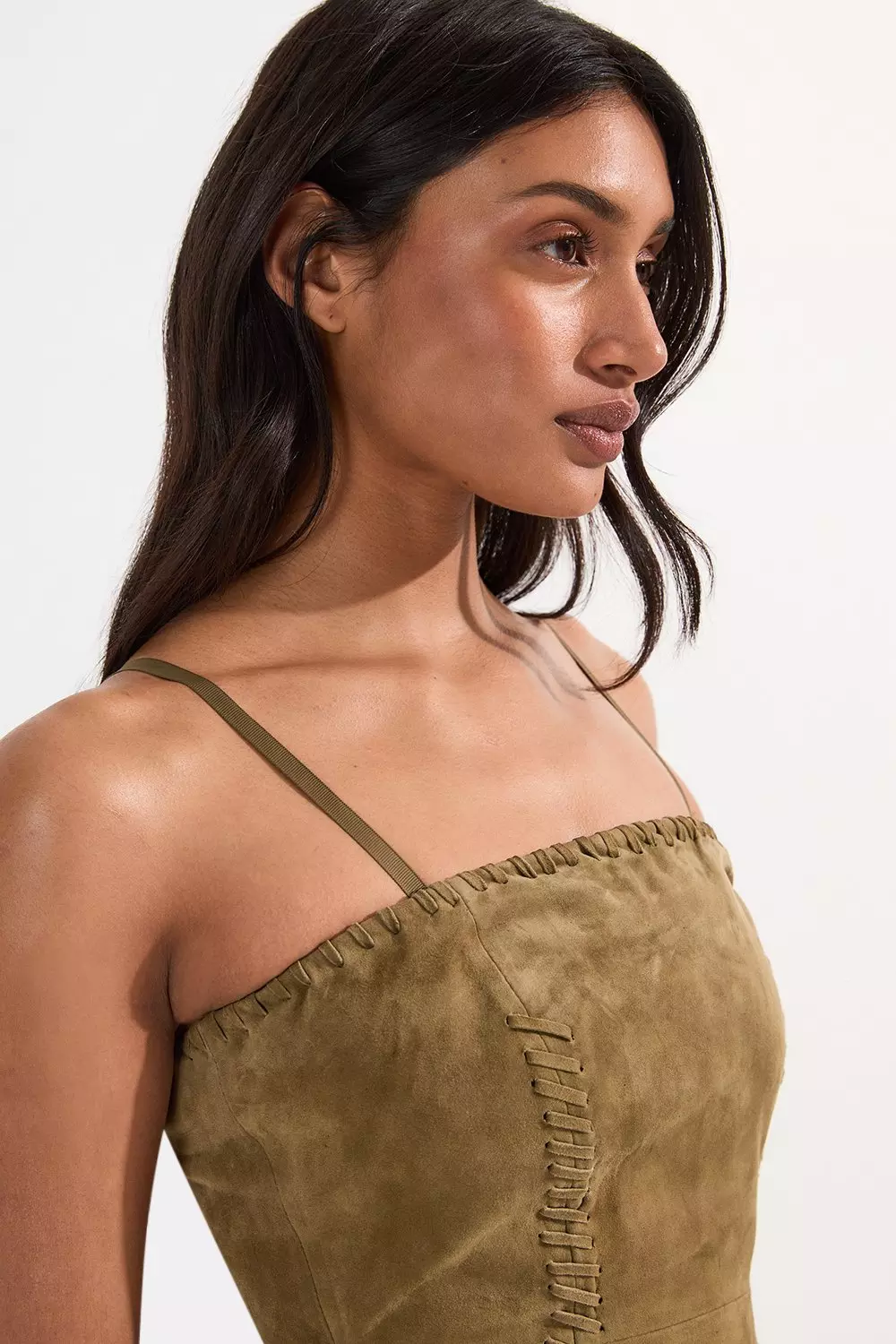 KAREN MILLEN* スエードホイップステッチバンドゥミディドレス bkk25327_olive_xl?$