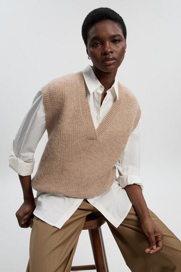 Light Weight Alpaca Blend Knitted Tank camel
