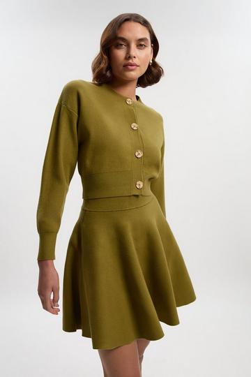 Green Compact Yarn Full Knitted Skirt