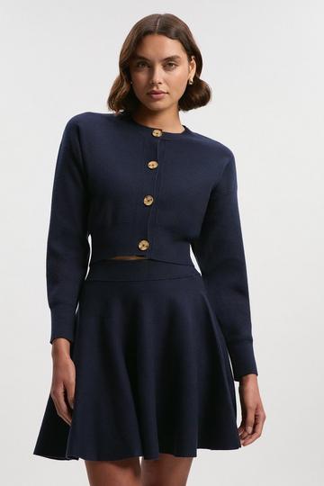 Navy Compact Yarn Full Knitted Skirt