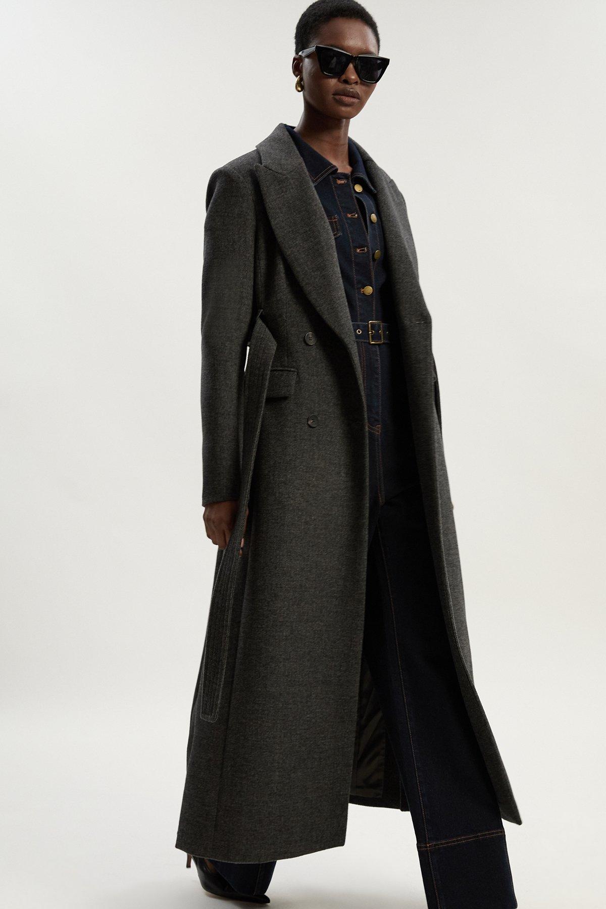 Karen Millen：テイラード ウール マキシコート Tailored Wool Blend Belted Maxi Wrap Coat | Karen Millen
