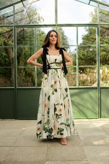 Lydia Millen Spring Floral Silk Cotton Woven Strappy Dress floral
