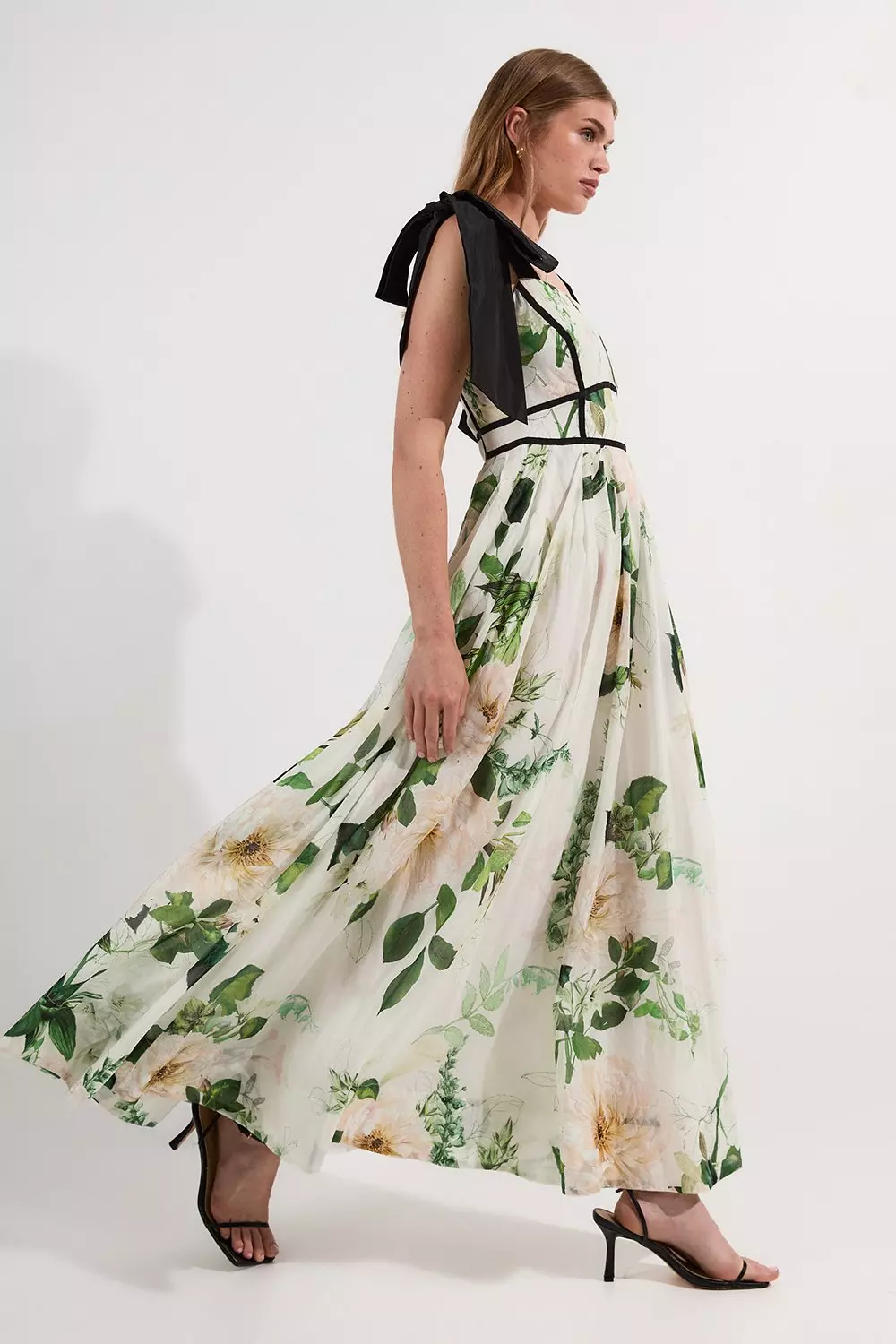 Lydia Millen Spring Floral Silk Cotton Woven Strappy Dress