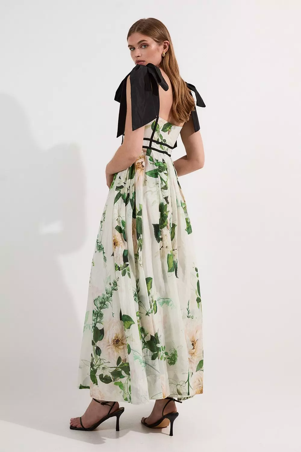 安心追跡【KAREN MILLEN】シルクコットン ストラッピー ドレス Lydia Millen Spring Floral Silk Cotton Woven Strappy Dress