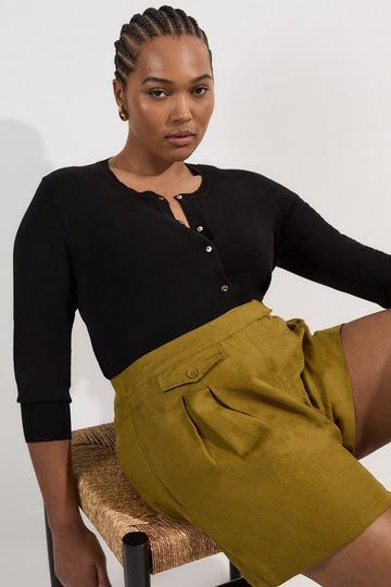 Plus Size Viscose Blend Popper Knitted Cardigan black
