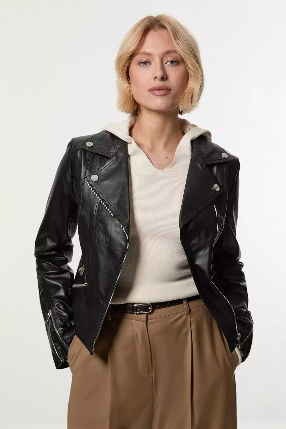 Black Leather Signature Moto Jacket alternative image
