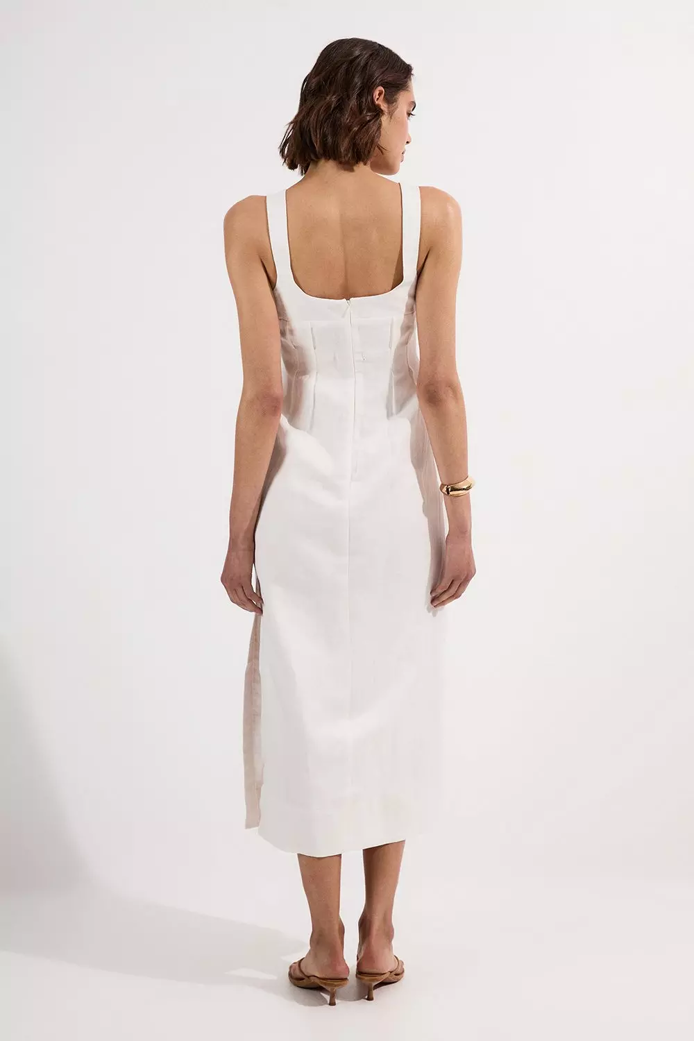 【karen millen】 Viscose Linen ホルターネック◇ミディドレス Viscose Linen Woven Cross Neckline Midi Dress | Karen Millen