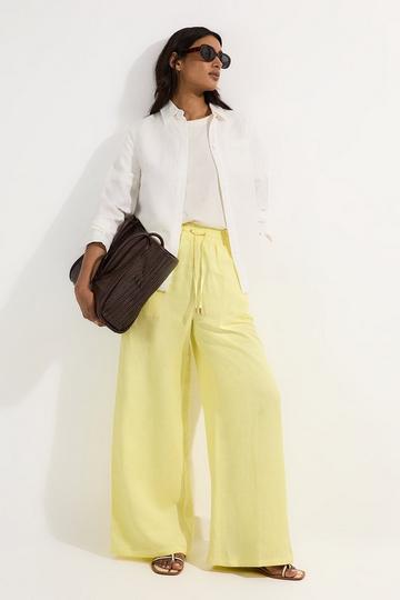 Viscose Linen Tie Waist Woven Trouser lime