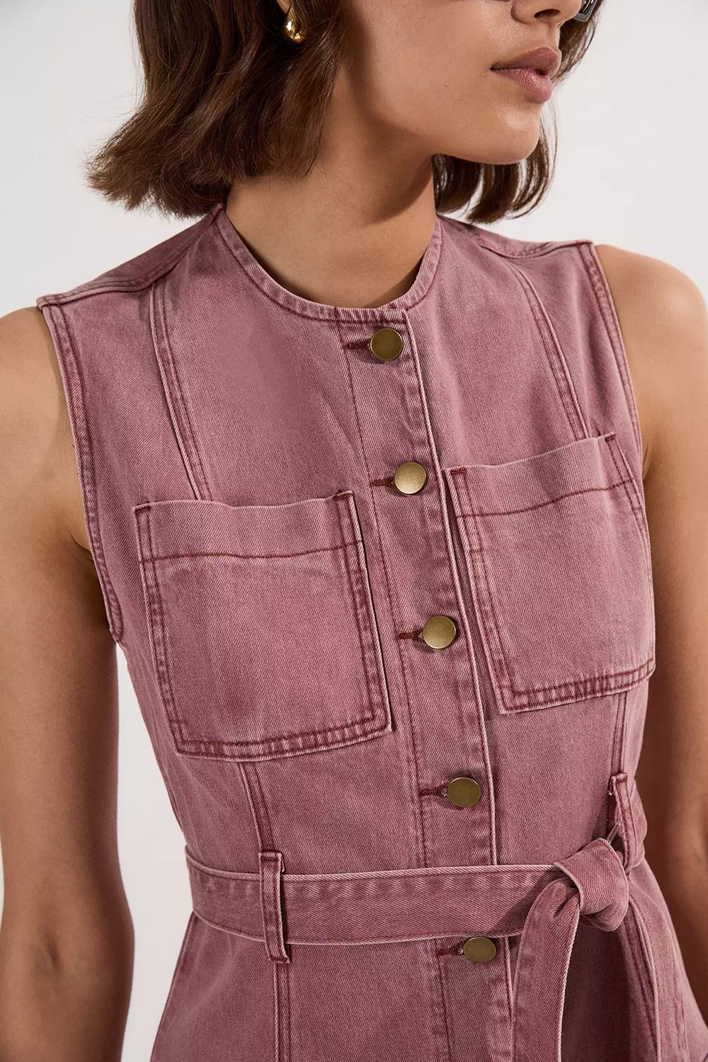 ★Karen Millen ストーンカラードデニムベルト 魅惑的ワンピ★ Colored Denim Belted Midi Dress | Karen Millen