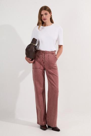 Pink Coloured Denim Straight Leg Jean