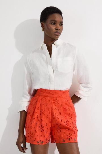 Cotton Broderie Woven Short orange