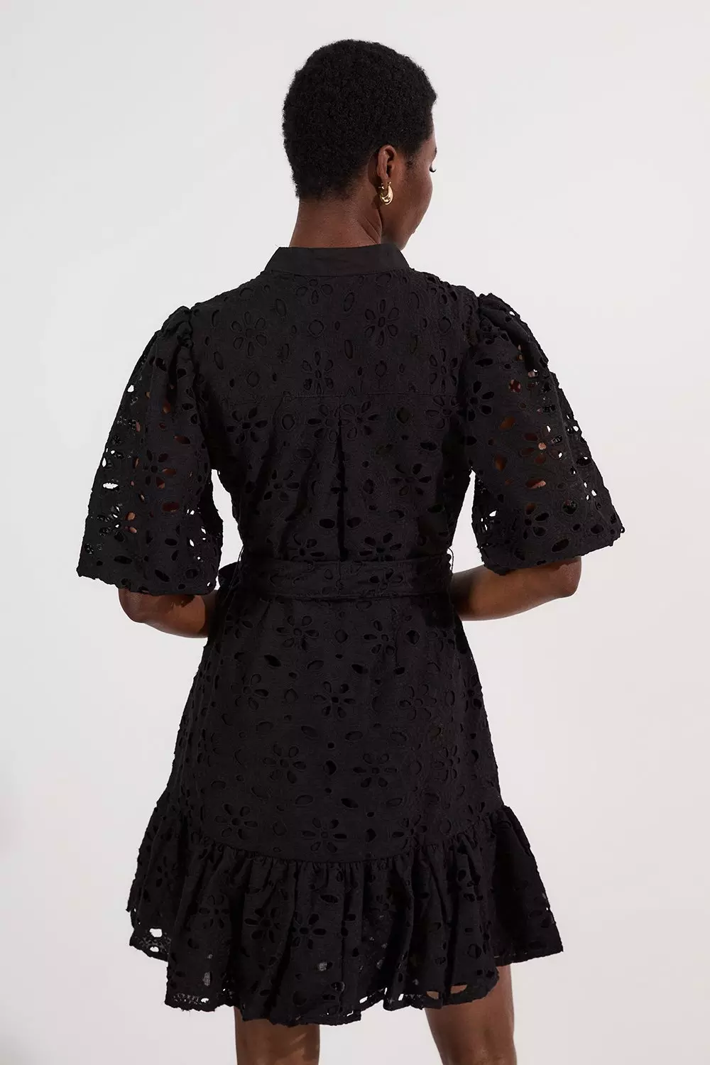 ★Karen Millen★ 刺繍コットンリネンウーブンホルタードレス Petite Trailing Floral Woven Plunge Mini Dress | Karen Millen