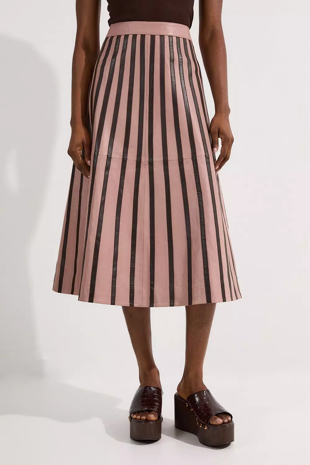 【INCHANT ME】Marvel Stripe Belted H-Line Skirt F241-36107-TJQ-