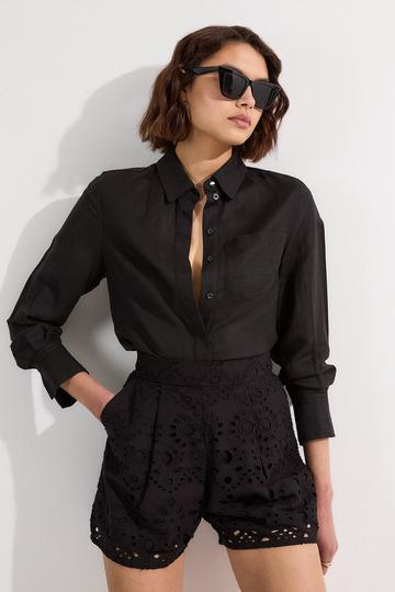 Cotton Broderie Woven Short black