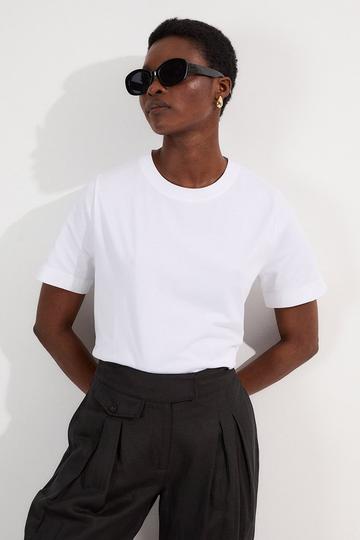 White Lightweight Relaxed Fit Cotton T-Shirt