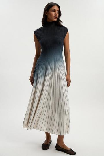 Dip Dye Detail Knitted Maxi Dress navy