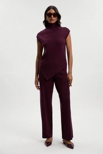 Relaxed Rib Knitted Trouser burgundy