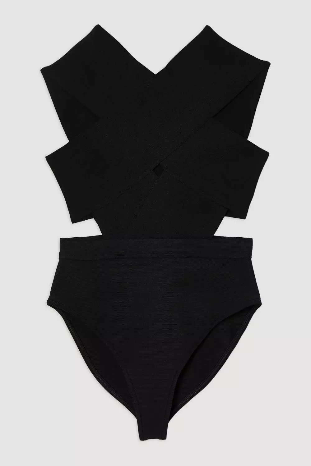 Bandage Textured Cross Front Swimsuit | Karen Millen