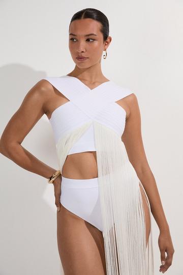 High Waisted Bandage Bikini Bottoms white