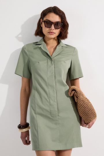 Soft Structured Tailored Shirt Mini Dress sage