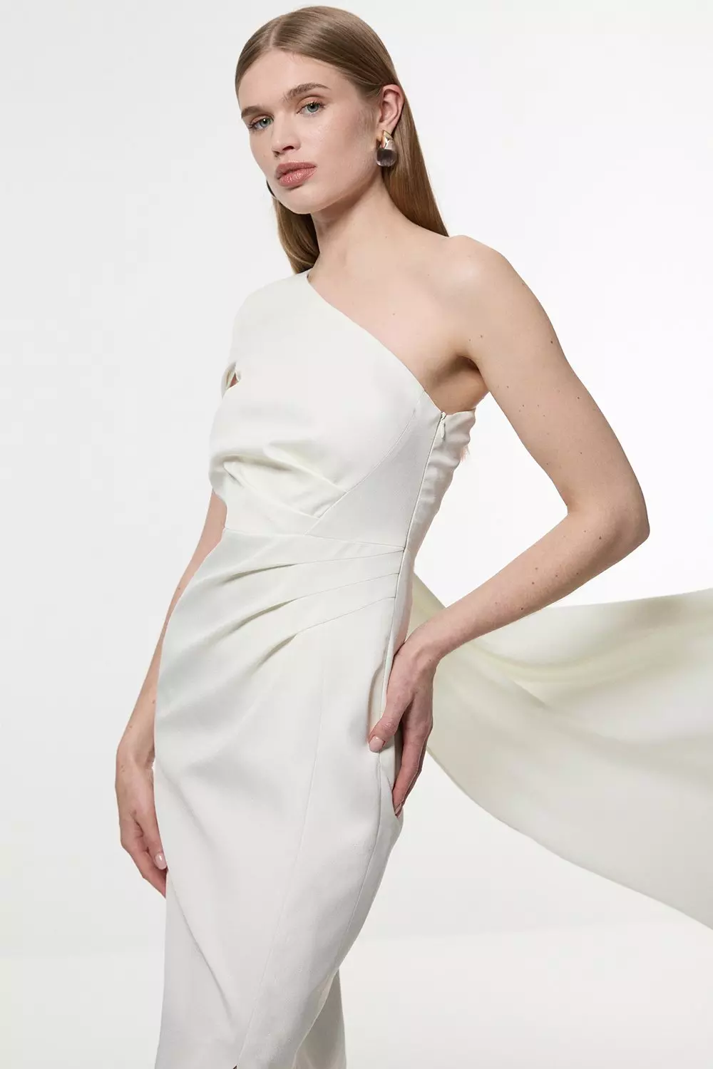 関税送料込★SALE★完売間近★KarenMillen★Satin Drapeドレス Satin Drape One Shoulder Tailored Maxi Dress | Karen Millen