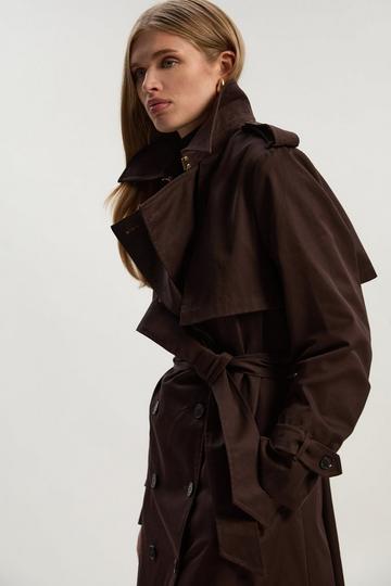Tailored Maxi Trench Coat chocolate