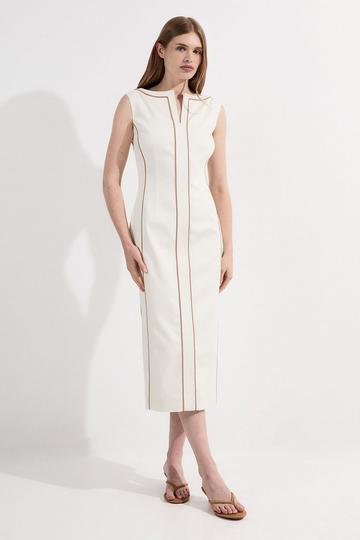 Archive Collection - Tailored Denim Pocketed Maxi Dress ivory