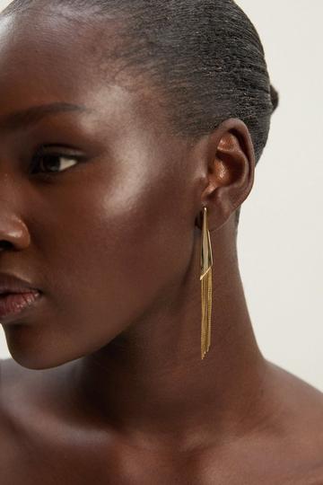 Metallic Fringe Drop Earrings gold
