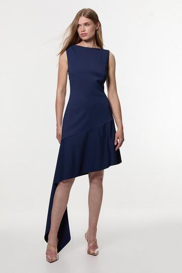 Digital Ophelia Tall Polished Tailored Open Back Hem Detail Mini Dress navy