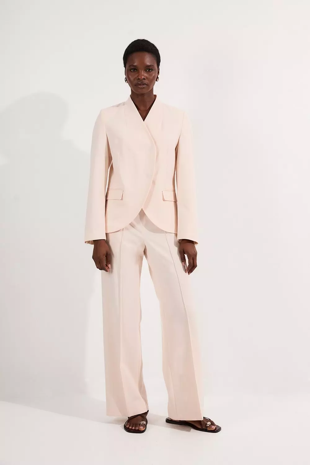 Ivory Petite Compact Stretch Asymmetric Single Breasted Tailored Blazer alternative image