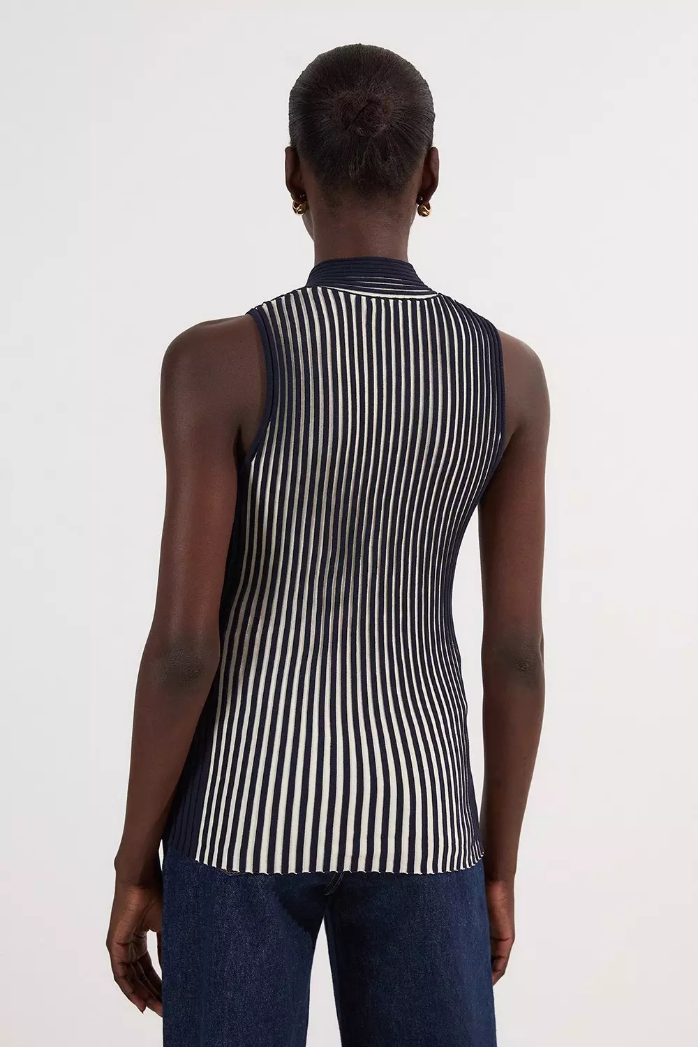 トップス LOW CLASSIC STRIPE SLEEVELESS KINT TOP LOW CLASSIC/ロウ クラシック】 STRIPE SLEEVELESS KNIT TOP